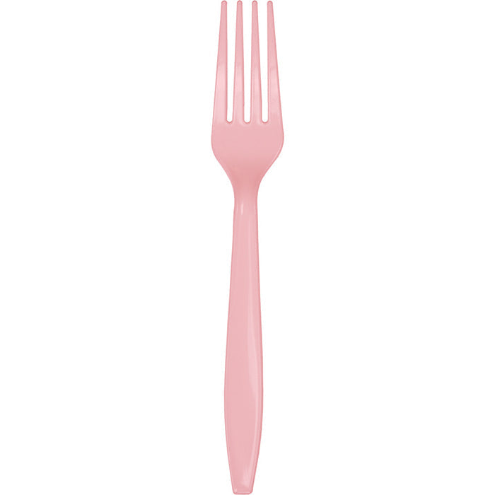 Bulk 288 pc Classic Pink Plastic Forks  - Solid Color Party Tableware by Creative Converting