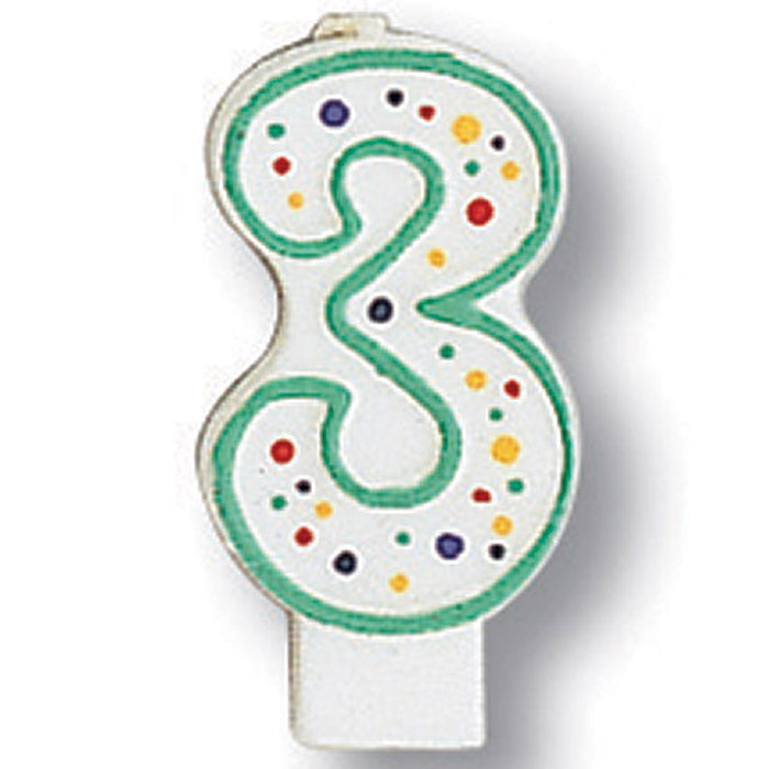 6 pc Bulk Polka Dot #3 Candles - Birthday Party Supplies by Creative Converting