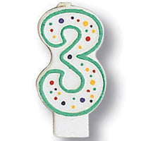 6 pc Bulk Polka Dot #3 Candles - Birthday Party Supplies by Creative Converting