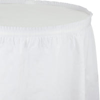 Bulk 6 pc White Plastic Tableskirt 29 inch x 14 ft - Solid Color Party Tableware by Creative Converting