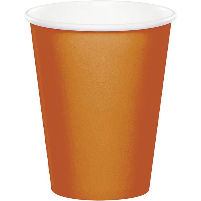 Bulk 240 pc Pumpkin Spice Orange 9 oz Hot & Cold Cups - Solid Color Party Tableware by Creative Converting