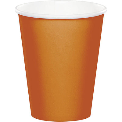 Bulk 240 pc Pumpkin Spice Orange 9 oz Hot & Cold Cups - Solid Color Party Tableware by Creative Converting