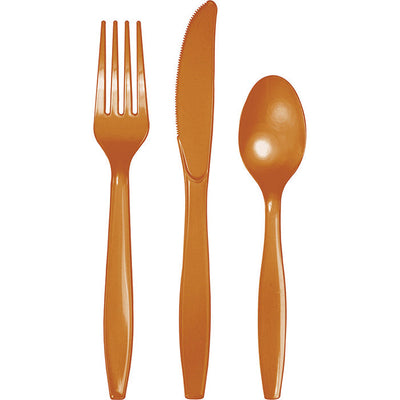Bulk 288 pc Pumpkin Spice Orange Assorted Plastic Cutlery  - Solid Color Party Tableware by Creative Converting