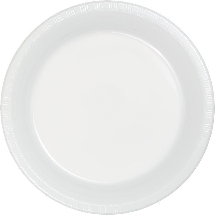 Bulk 240 pc White 6.75 inch Plastic Dessert Plates - Solid Color Party Tableware by Creative Converting