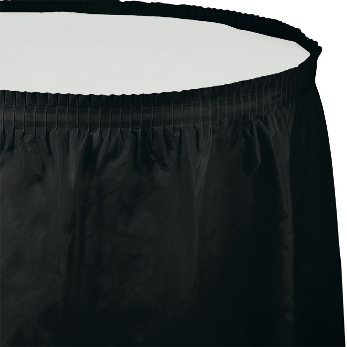 Bulk 6 pc Black Velvet Plastic Tableskirt 29 inch x 14 ft - Solid Color Party Tableware by Creative Converting