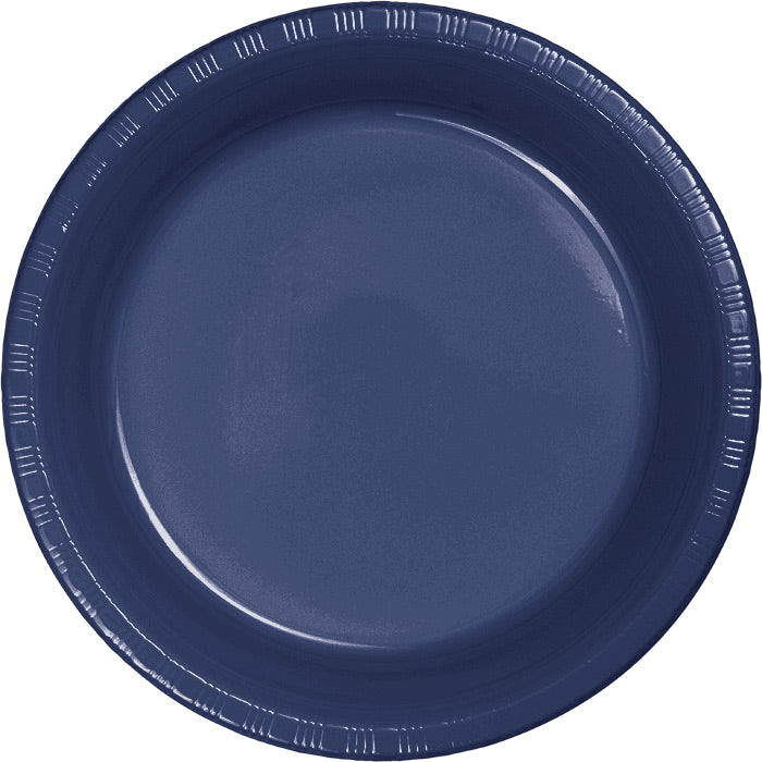 Bulk 240 pc Navy 6.75 inch Plastic Dessert Plates - Solid Color Party Tableware by Creative Converting