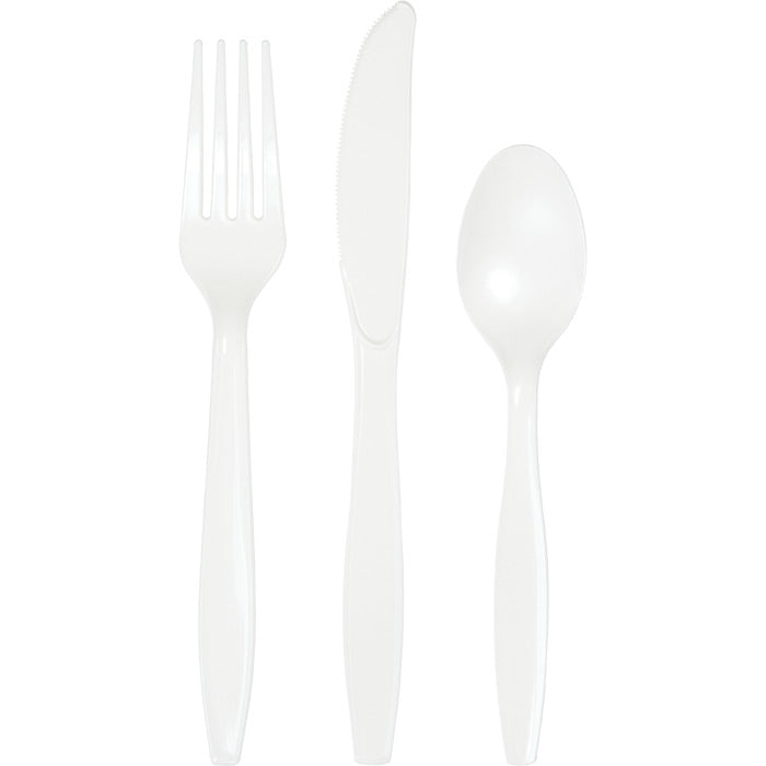 Bulk 288 pc White Assorted Plastic Cutlery  - Solid Color Party Tableware by Creative Converting
