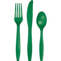 Bulk 288 pc Emerald Green Assorted Plastic Cutlery  - Solid Color Party Tableware by Creative Converting