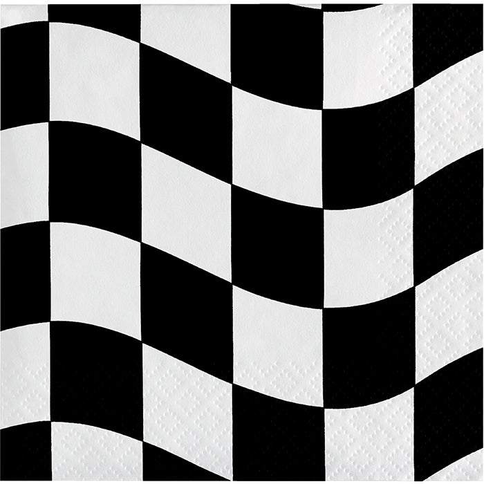 216 pc Bulk Black and White Check Beverage Napkins - Sports Party Supplies by Creative Converting