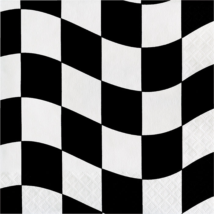216 pc Bulk Black and White Check Luncheon Napkins - Sports Party Supplies by Creative Converting