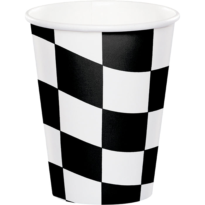 96 pc Bulk Black and White Check 9 oz Cups - Sports Party Supplies by Creative Converting