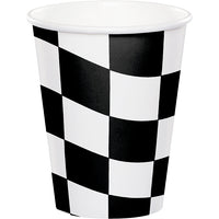 96 pc Bulk Black and White Check 9 oz Cups - Sports Party Supplies by Creative Converting