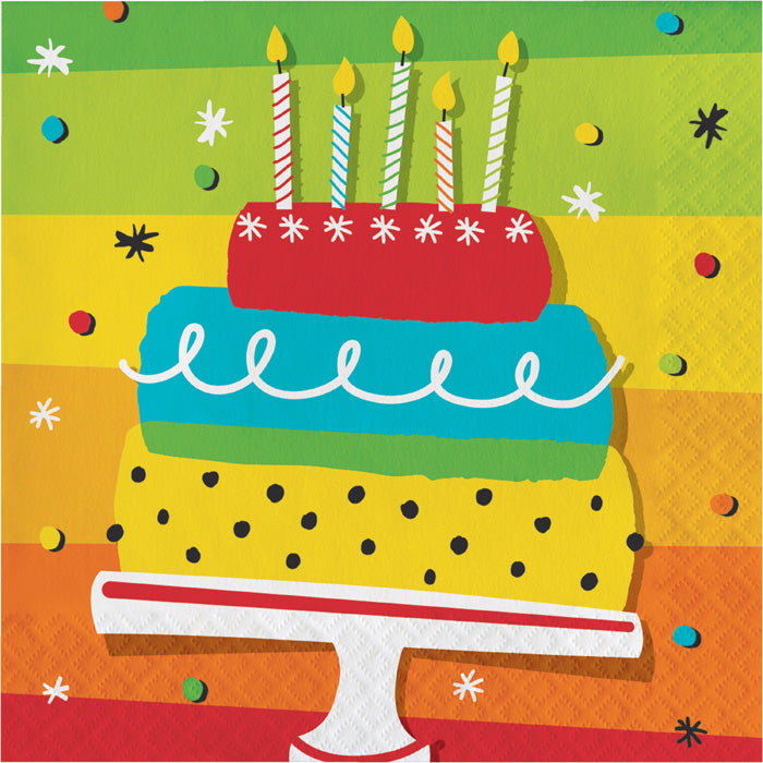 192 pc Bulk Rainbow Cake Luncheon Napkins - Birthday Party Supplies by Creative Converting