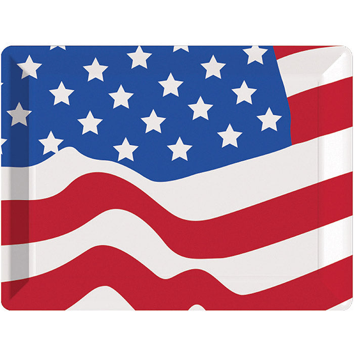 12 pc Bulk Patriotic Plastic Flag Tray - Patriotic and 4th of July Party Supplies by Creative Converting
