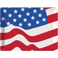 12 pc Bulk Patriotic Plastic Flag Tray - Patriotic and 4th of July Party Supplies by Creative Converting