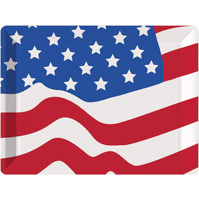 12 pc Bulk Patriotic Plastic Flag Tray - Patriotic and 4th of July Party Supplies by Creative Converting