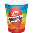 96 pc Bulk Rainbow Cake 9 oz Cups - Birthday Party Supplies by Creative Converting