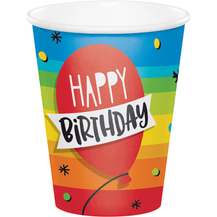 96 pc Bulk Rainbow Cake 9 oz Cups - Birthday Party Supplies by Creative Converting
