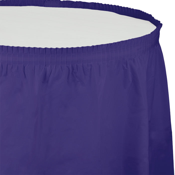 Bulk 6 pc Purple Plastic Tableskirt 29 inch x 14 ft - Solid Color Party Tableware by Creative Converting