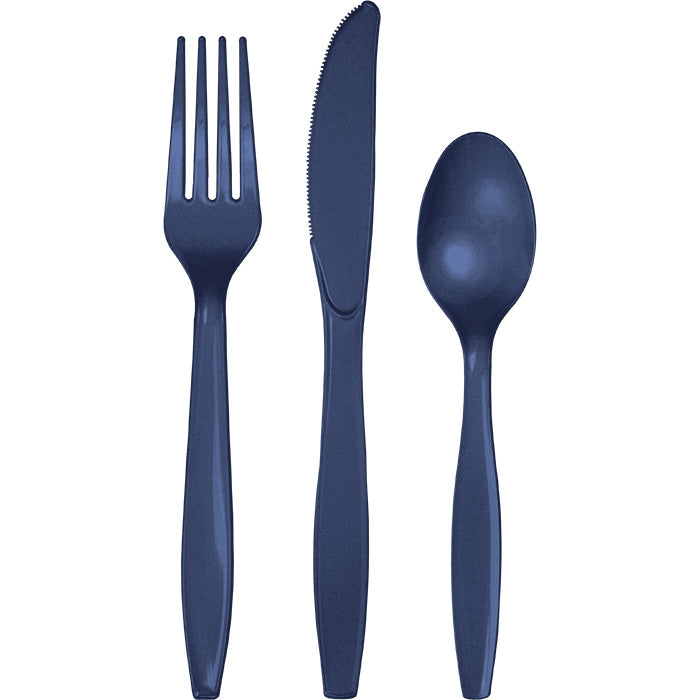 Bulk 288 pc Navy Assorted Plastic Cutlery  - Solid Color Party Tableware by Creative Converting