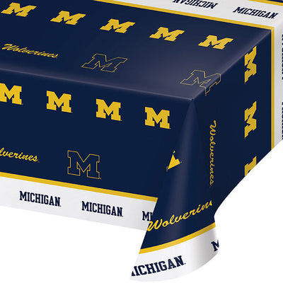12 pc Bulk University of Michigan Plastic Table Covers - Sports Party Supplies by Creative Converting