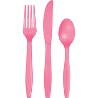Bulk 288 pc Candy Pink Assorted Plastic Cutlery  - Solid Color Party Tableware by Creative Converting