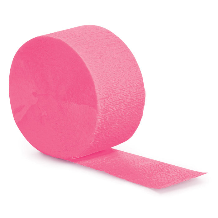 Bulk 12 pc Candy Pink Crepe Streamer 81 ft  - Solid Color Party Tableware by Creative Converting