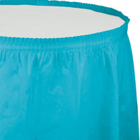 Bulk 6 pc Bermuda Blue Plastic Tableskirt 29 inch x 14 ft - Solid Color Party Tableware by Creative Converting