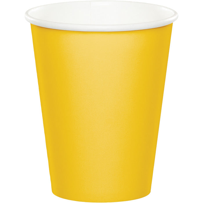 Bulk 240 pc School Bus Yellow 9 oz Hot & Cold Cups - Solid Color Party Tableware by Creative Converting