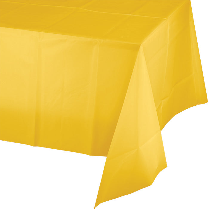 Bulk 12 pc School Bus Yellow Plastic Table Covers 54 inch x 108 inch - Solid Color Party Tableware by Creative Converting