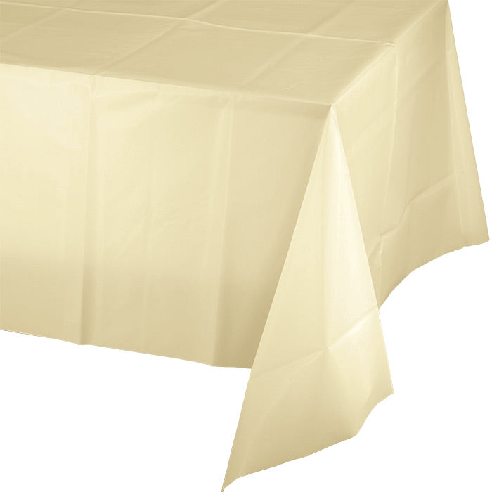 Bulk 12 pc Ivory Plastic Table Covers 54 inch x 108 inch - Solid Color Party Tableware by Creative Converting
