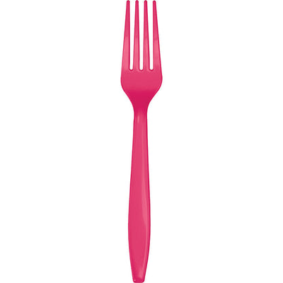 Bulk 288 pc Hot Magenta Plastic Forks  - Solid Color Party Tableware by Creative Converting