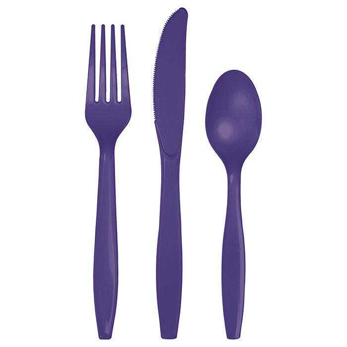 Bulk 288 pc Purple Assorted Plastic Cutlery  - Solid Color Party Tableware by Creative Converting