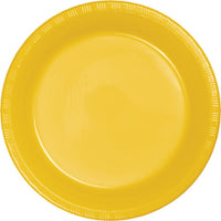 Bulk 240 pc School Bus Yellow Plastic Banquet Plates 10.25 inch - Solid Color Party Tableware by Creative Converting