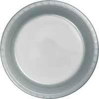 Bulk 240 pc Shimmering Silver 6.75 inch Plastic Dessert Plates - Solid Color Party Tableware by Creative Converting