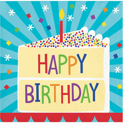 Cake Birthday Paper Beverage Napkins (Case of 192) - Birthday Party Supplies by Creative Converting