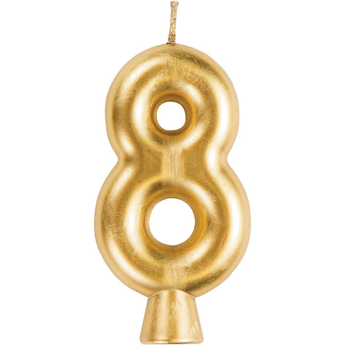 12 pc Bulk Gold Number 8 Candles - Birthday Party Supplies by Creative Converting