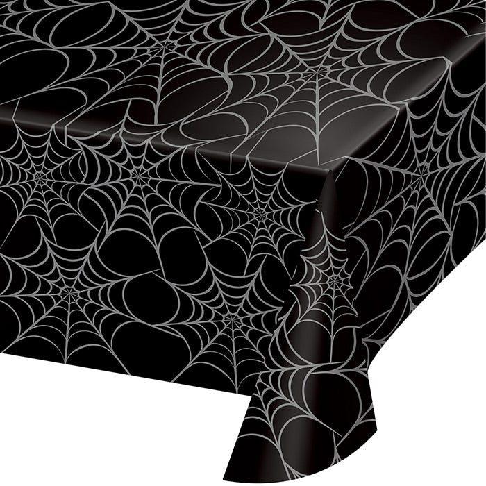 12 pc Bulk Silver Webs Plastic Table Cover - Halloween Party Supplies by Creative Converting