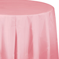 Bulk 12 pc Classic Pink Round Plastic 82 inch Table Covers - Solid Color Party Tableware by Creative Converting