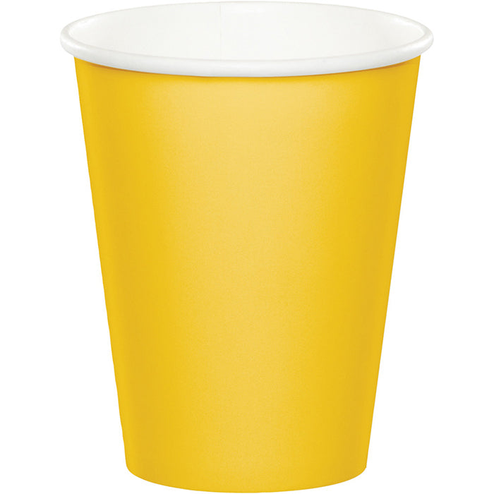 Bulk 96 pc School Bus Yellow Value Friendly 9 oz Hot & Cold Cups - Solid Color Party Tableware by Creative Converting
