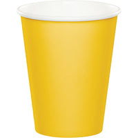 Bulk 96 pc School Bus Yellow Value Friendly 9 oz Hot & Cold Cups - Solid Color Party Tableware by Creative Converting