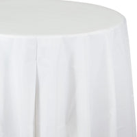 Bulk 12 pc White Round Plastic 82 inch Table Covers - Solid Color Party Tableware by Creative Converting