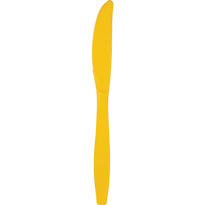 Bulk 288 pc School Bus Yellow Plastic Knives  - Solid Color Party Tableware by Creative Converting
