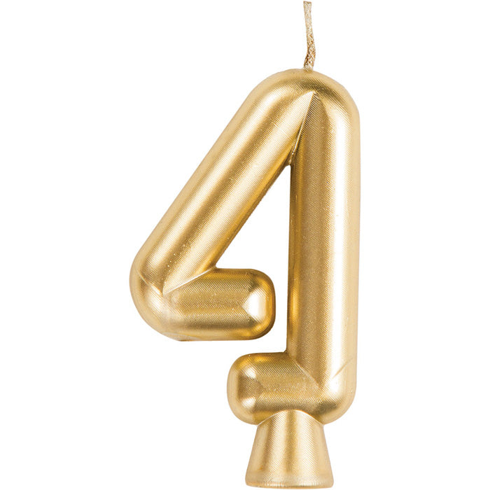 12 pc Bulk Gold Number 4 Candles - Birthday Party Supplies by Creative Converting