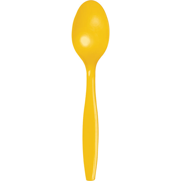 Bulk 288 pc School Bus Yellow Plastic Spoons  - Solid Color Party Tableware by Creative Converting