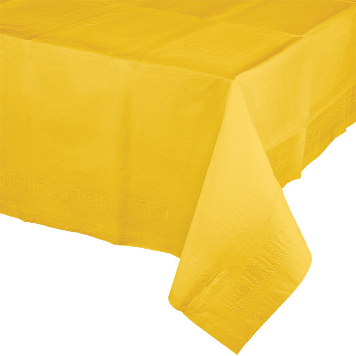 Bulk 6 pc School Bus Yellow Paper Table Covers 54" x 108" - Solid Color Party Tableware by Creative Converting