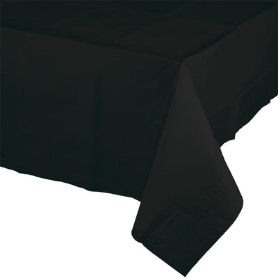 Bulk 6 pc Black Velvet Paper Table Covers 54 inch x 108 inch - Solid Color Party Tableware by Creative Converting