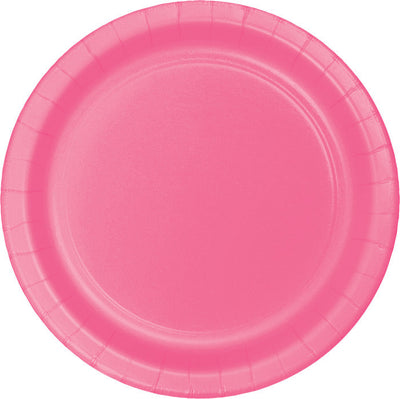 Bulk 240 pc Candy Pink Paper 6.75 inch Dessert Plates - Solid Color Party Tableware by Creative Converting