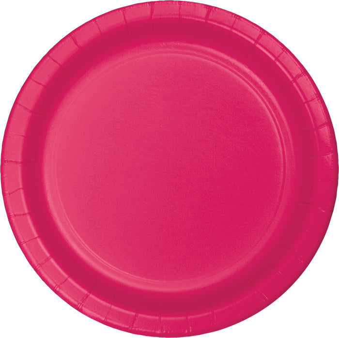 Bulk 240 pc Hot Magenta Paper 6.75 inch Dessert Plates - Solid Color Party Tableware by Creative Converting
