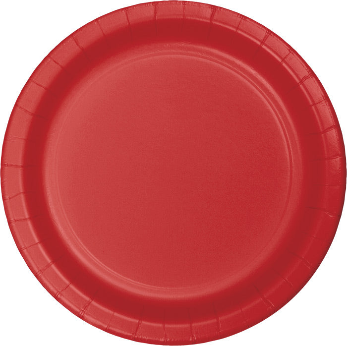 Bulk 240 pc Classic Red Paper 6.75 inch Dessert Plates - Solid Color Party Tableware by Creative Converting